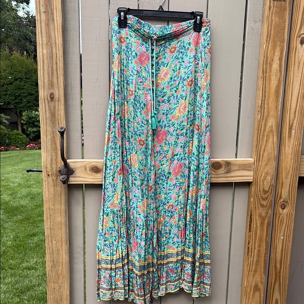 Spell folk town maxi skirt turquoise